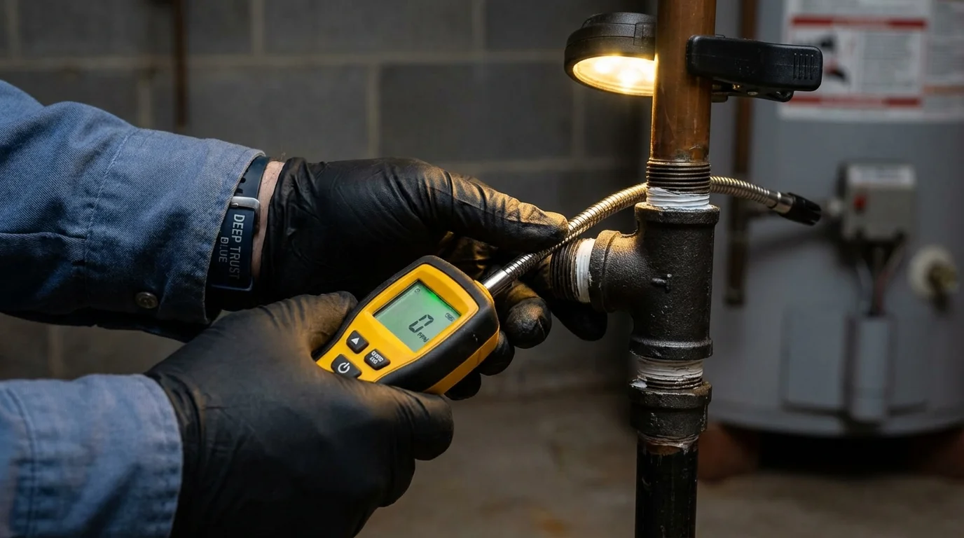 Gas leak detection with electronic sniffer by Johns Plumbing LLC in Westcliffe