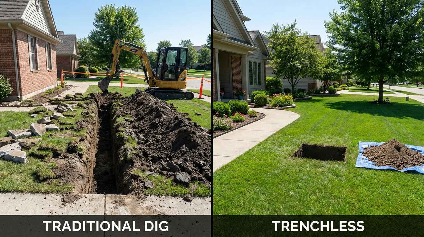 Trenchless sewer repair with minimal yard damage versus traditional excavation in Westcliffe, CO